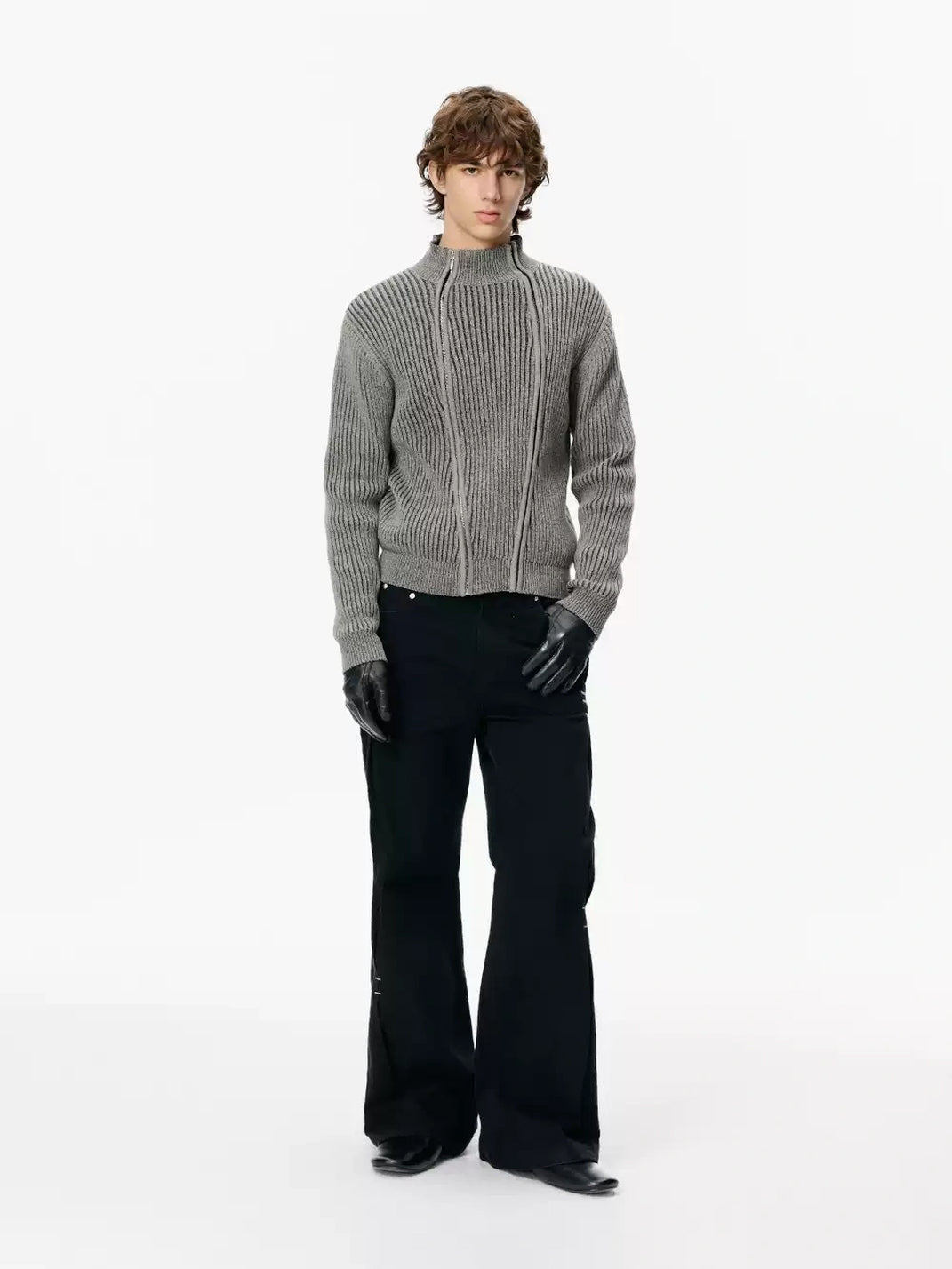 Side Pleat Bar Tack Flared Jeans - view 5