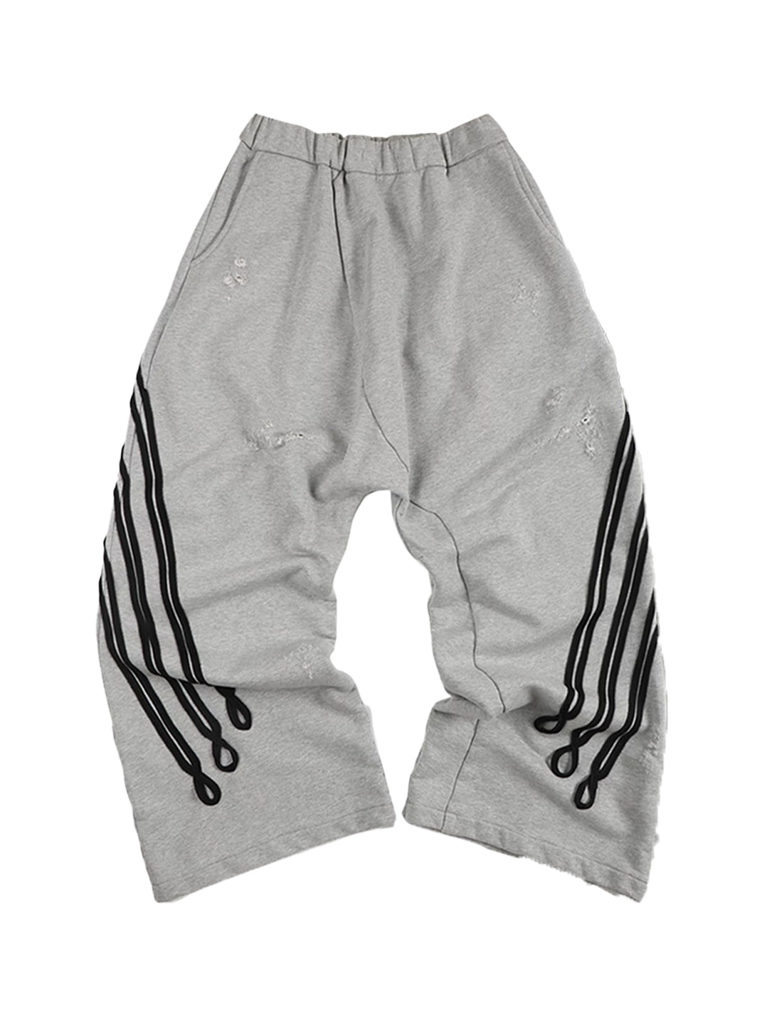 Looped Tape-Trim Curved-Leg Cotton Sweatpants - product view 1