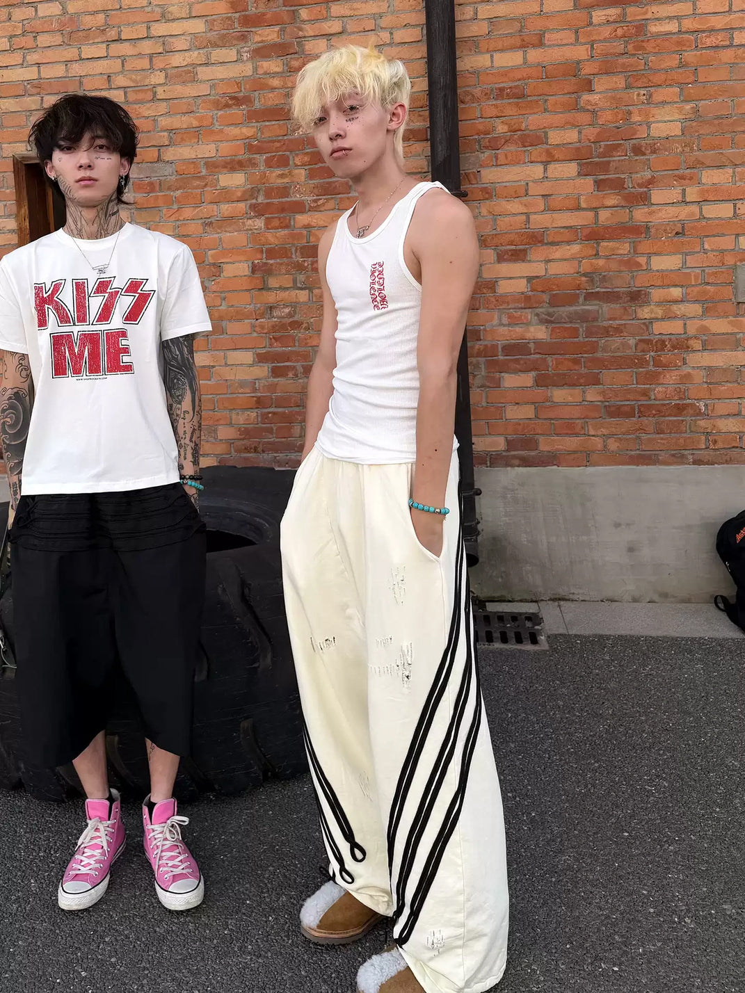 Looped Tape-Trim Curved-Leg Cotton Sweatpants - product view 4