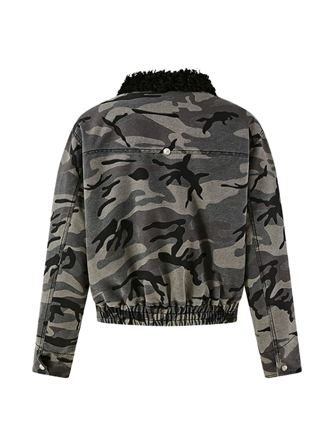 Camouflage Cropped Jacket With Plush Collar - product view 10
