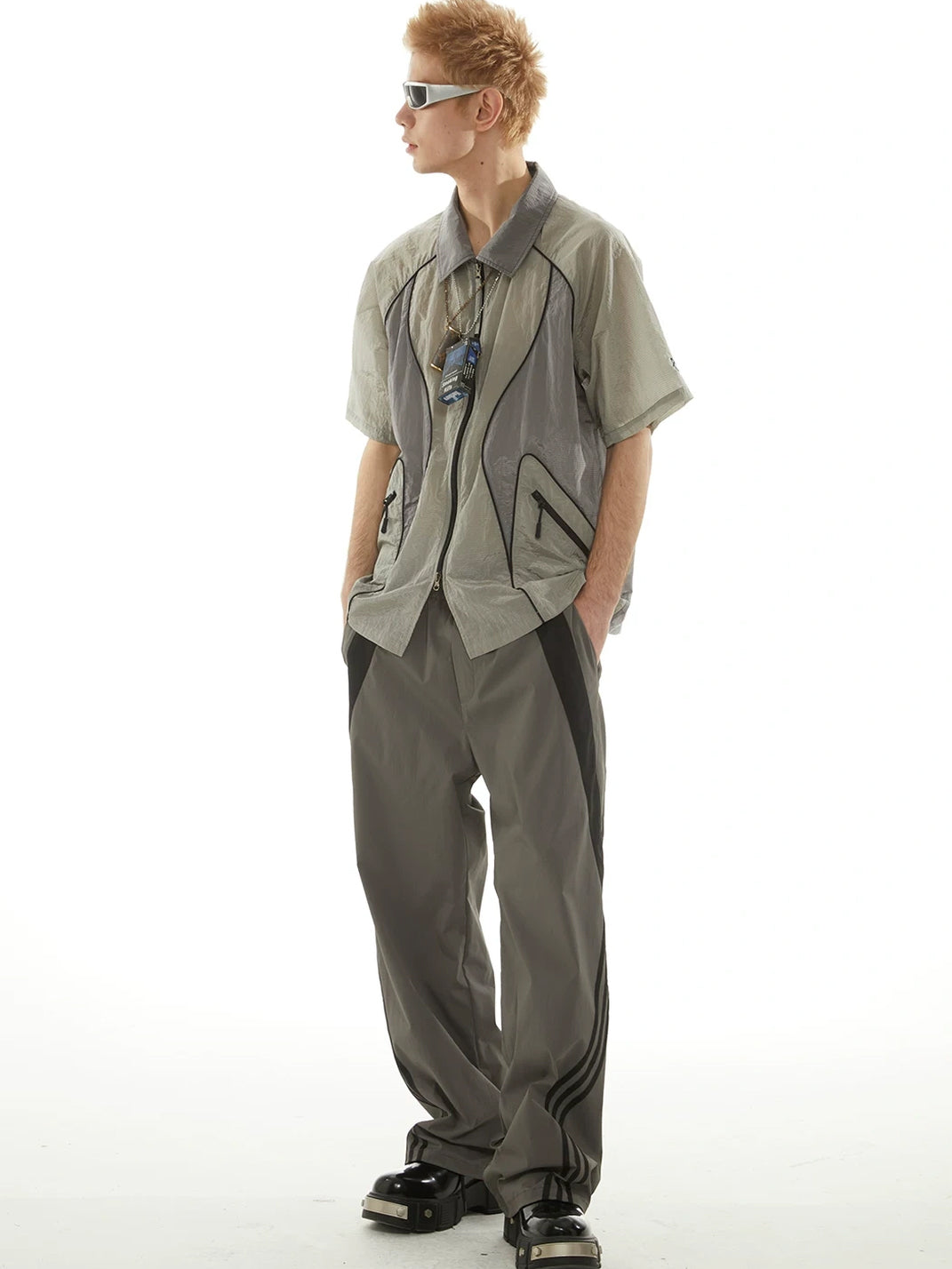 Contrast Side Stripe Drawstring Straight Leg Pants - view 11