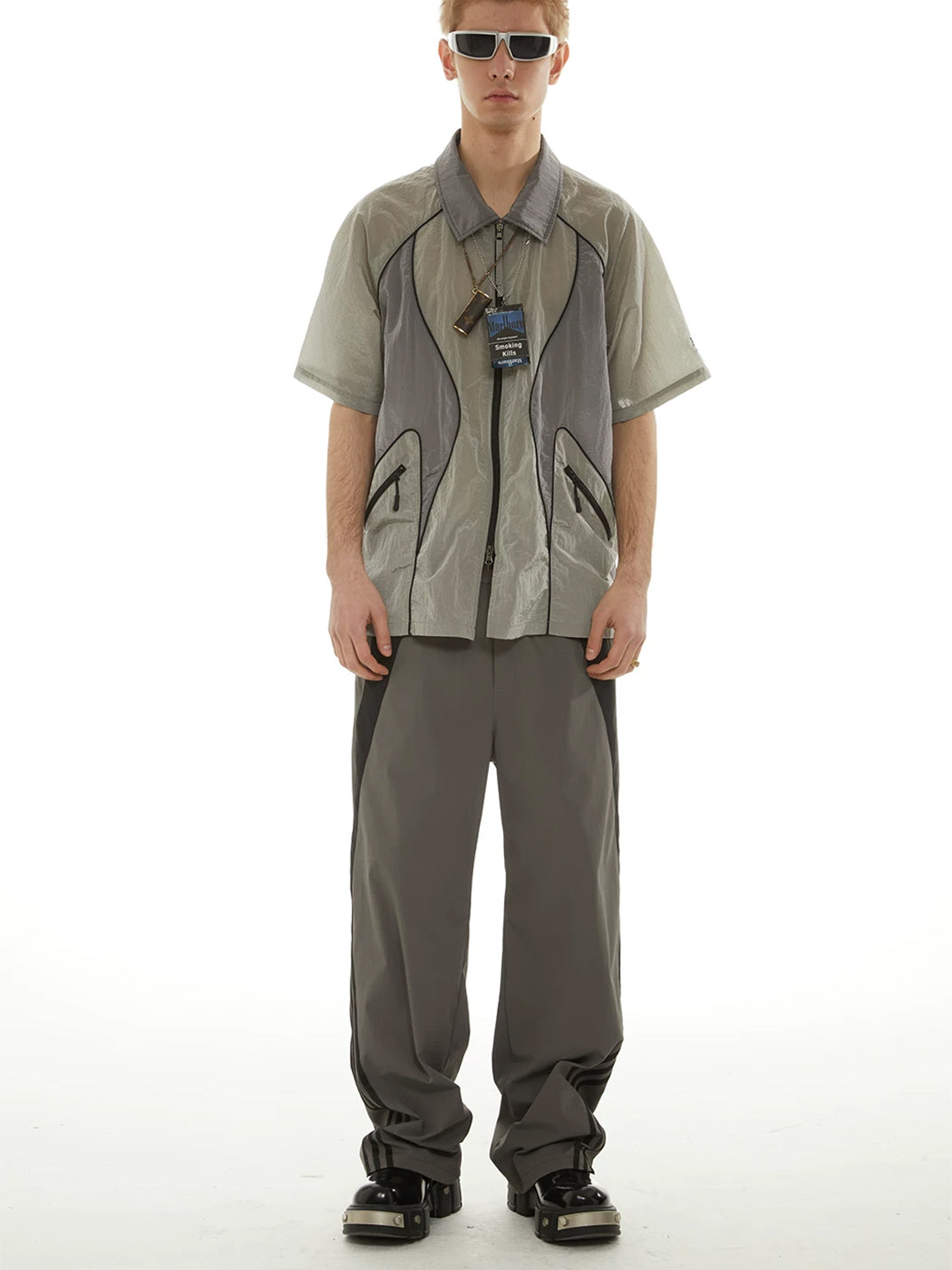 Contrast Side Stripe Drawstring Straight Leg Pants - view 12