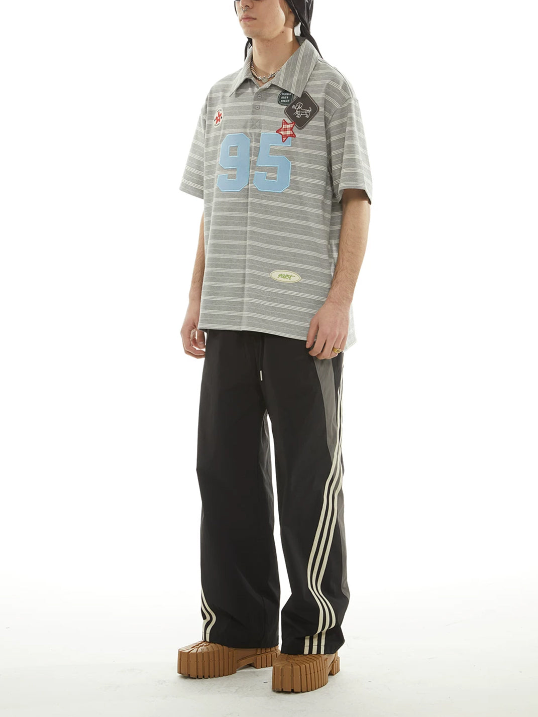 Contrast Side Stripe Drawstring Straight Leg Pants - view 5