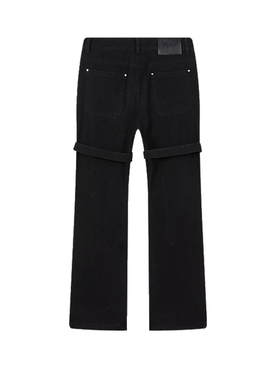 Black Cross Strap Studded Flare Jeans - product view 10