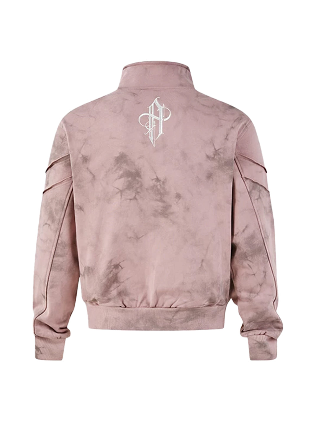 Pink Distressed Embroidered Cotton Zip Jacket - product view 11