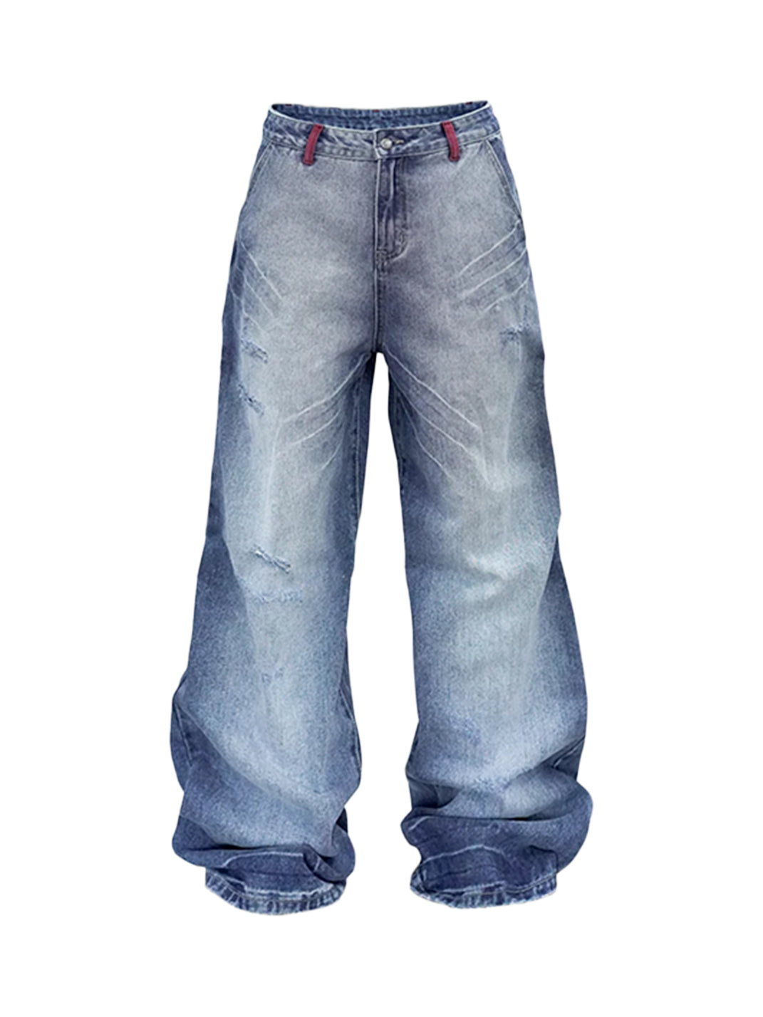 Ice Blue Lightning Stitch Baggy Jeans - product view 1
