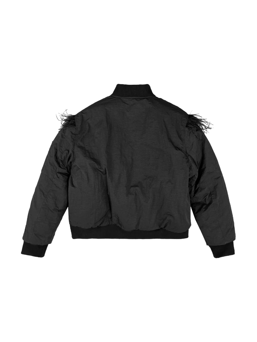 Dog Motif Feather Trim Cropped Bomber - product view 9