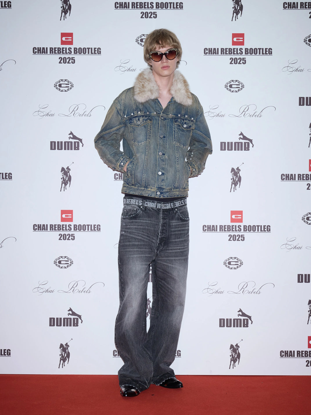 Studded Denim Jacket With Plush Collar - product view 5
