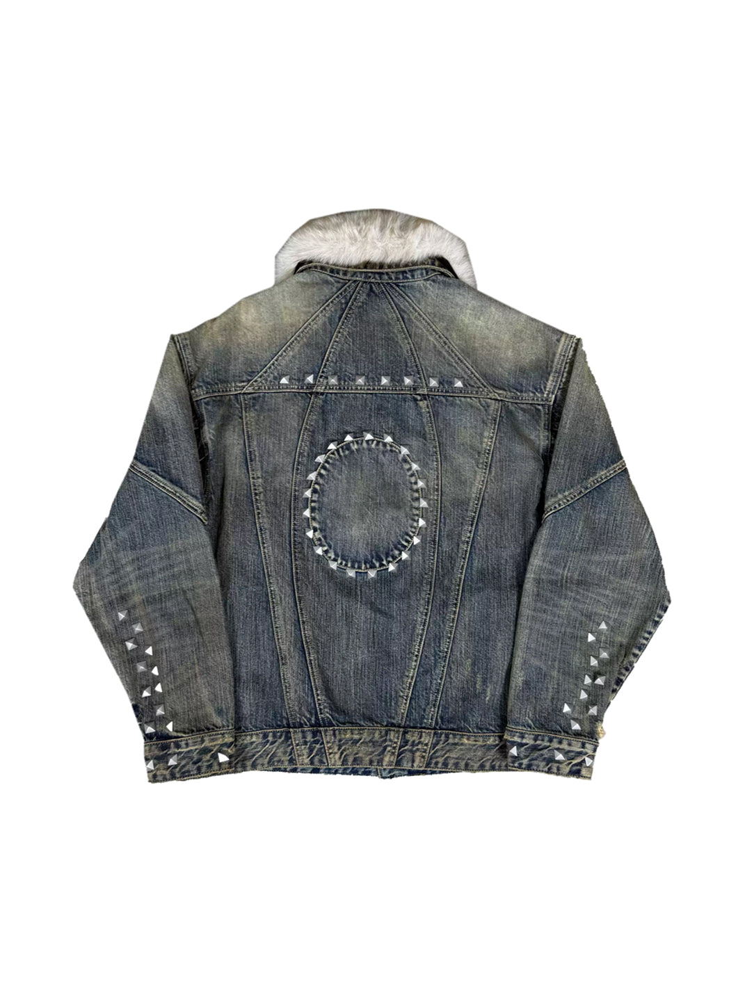 Studded Denim Jacket With Plush Collar - product view 8