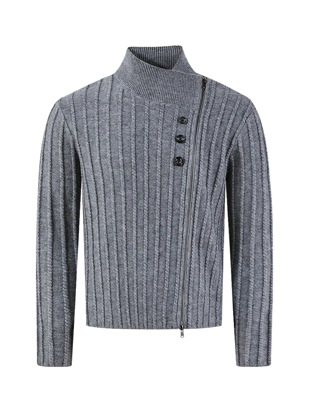 Offset Zip Cable Knit High Neck Sweater - product view 1