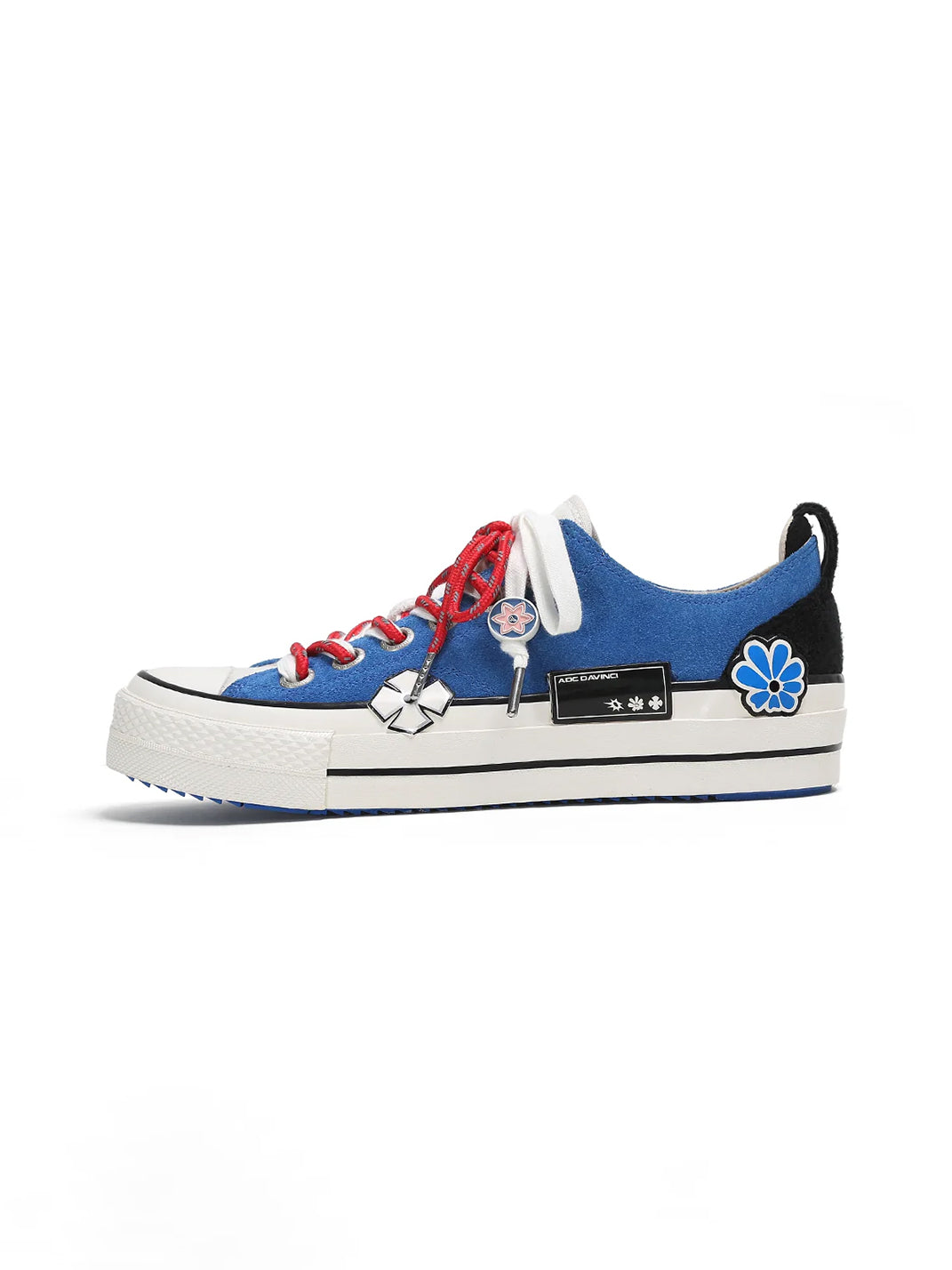 Blue Flower Patch Platform Skate Sneakers - 1