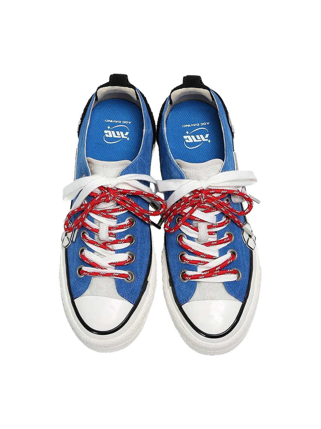 Blue Flower Patch Platform Skate Sneakers - 4