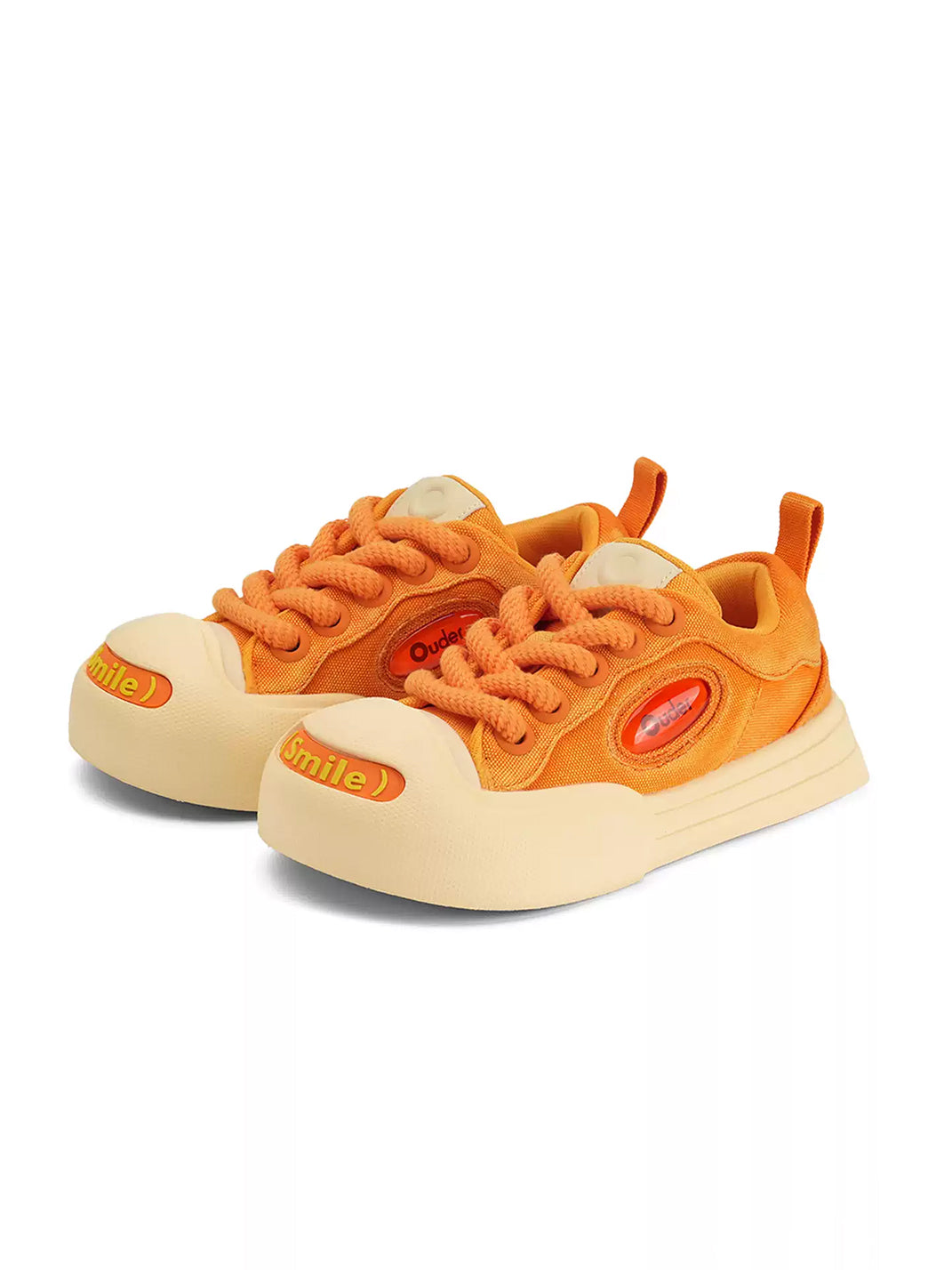 Orange Canvas Smile Toe Platform Sneakers - 3