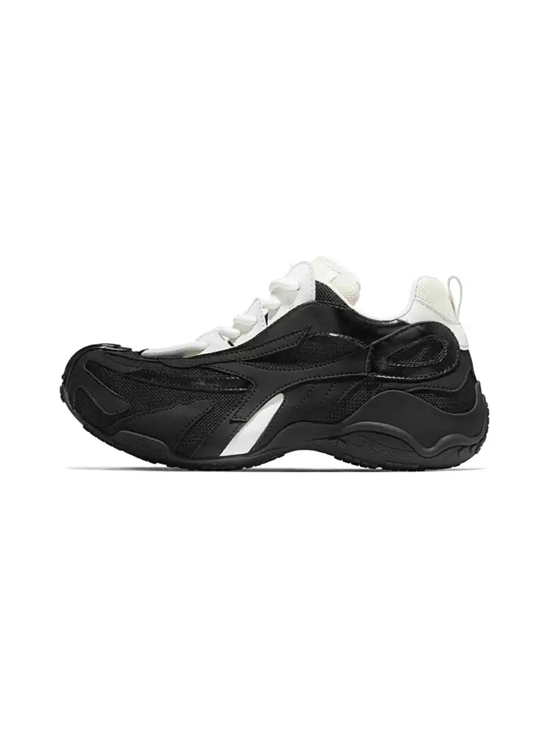 Contrast Panel Chunky Black Lace-Up Sneakers - 1