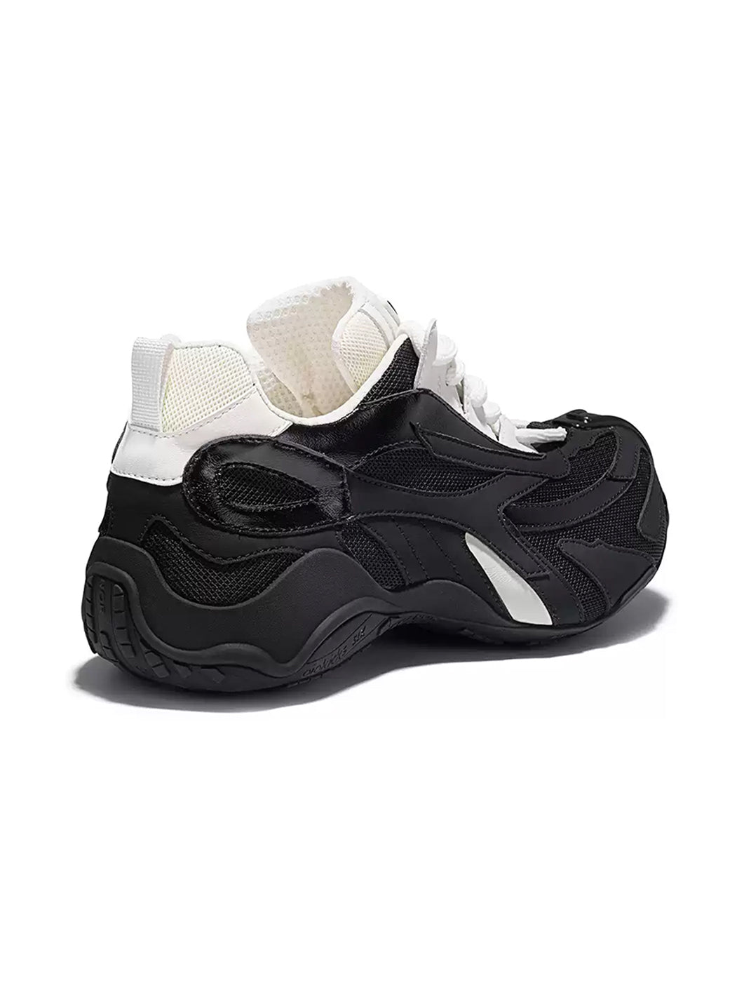 Contrast Panel Chunky Black Lace-Up Sneakers - 5