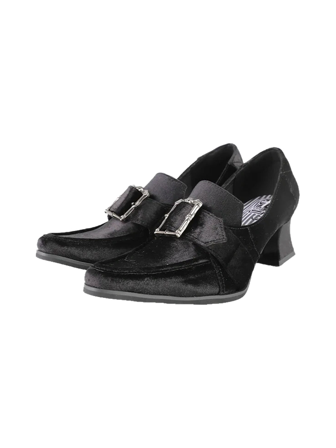 Buckle Strap Sculpted Heel Black Shoes - product view 1