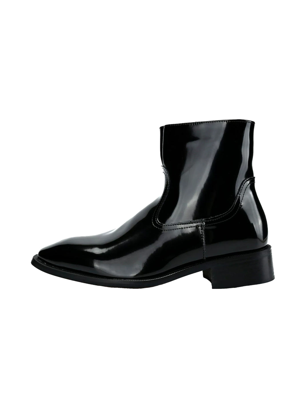 Glossy Side-Zip Leather Ankle Boots - product view 1