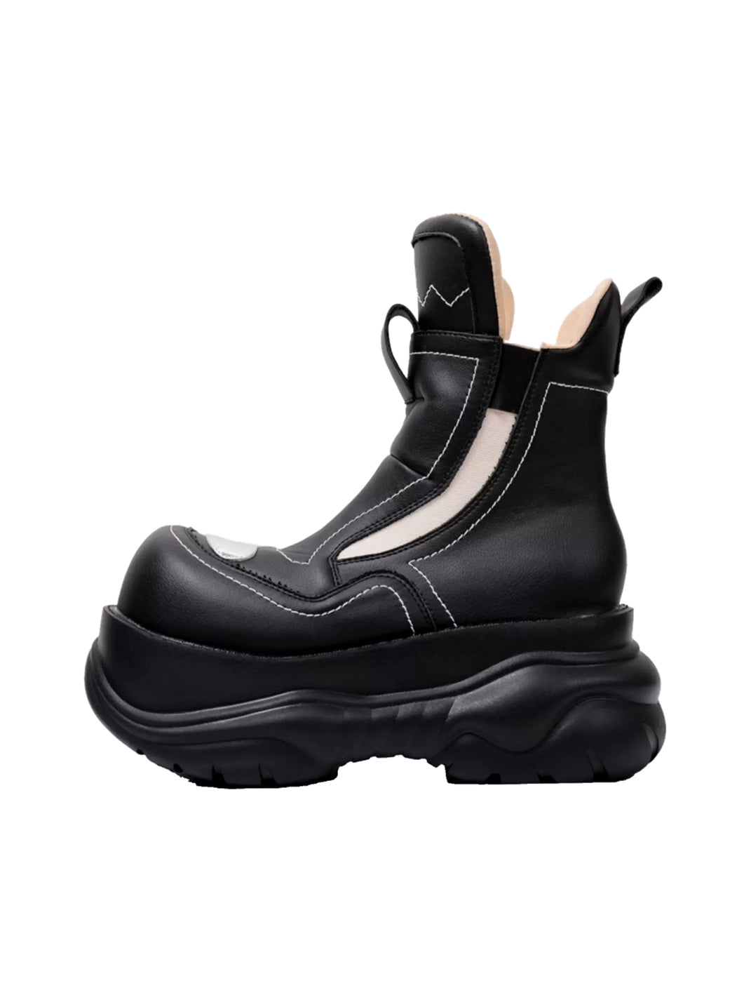 Contrast-Panel Wave-Sole Platform Ankle Boots - product view 1