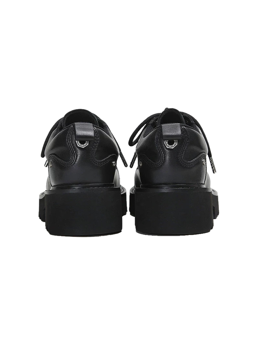 Rivet Eyelet Black Leather Lug Sole Derbies - product view 4