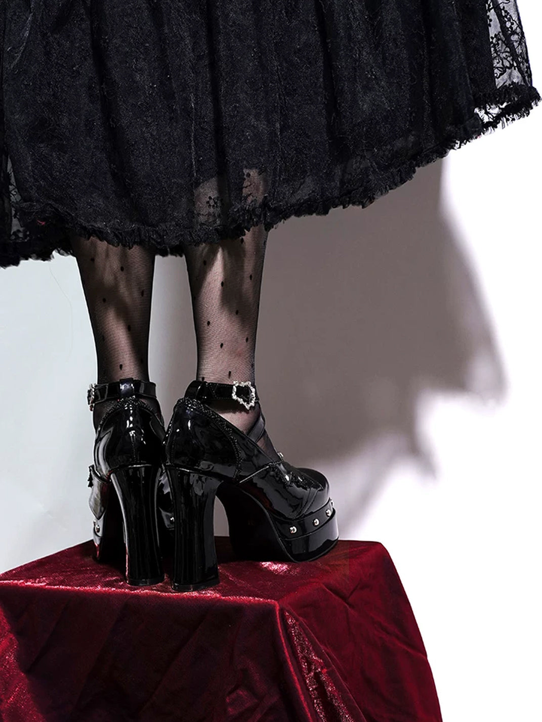 Cross-Accent Sculpted-Heel Platform Mary Janes - product view 7