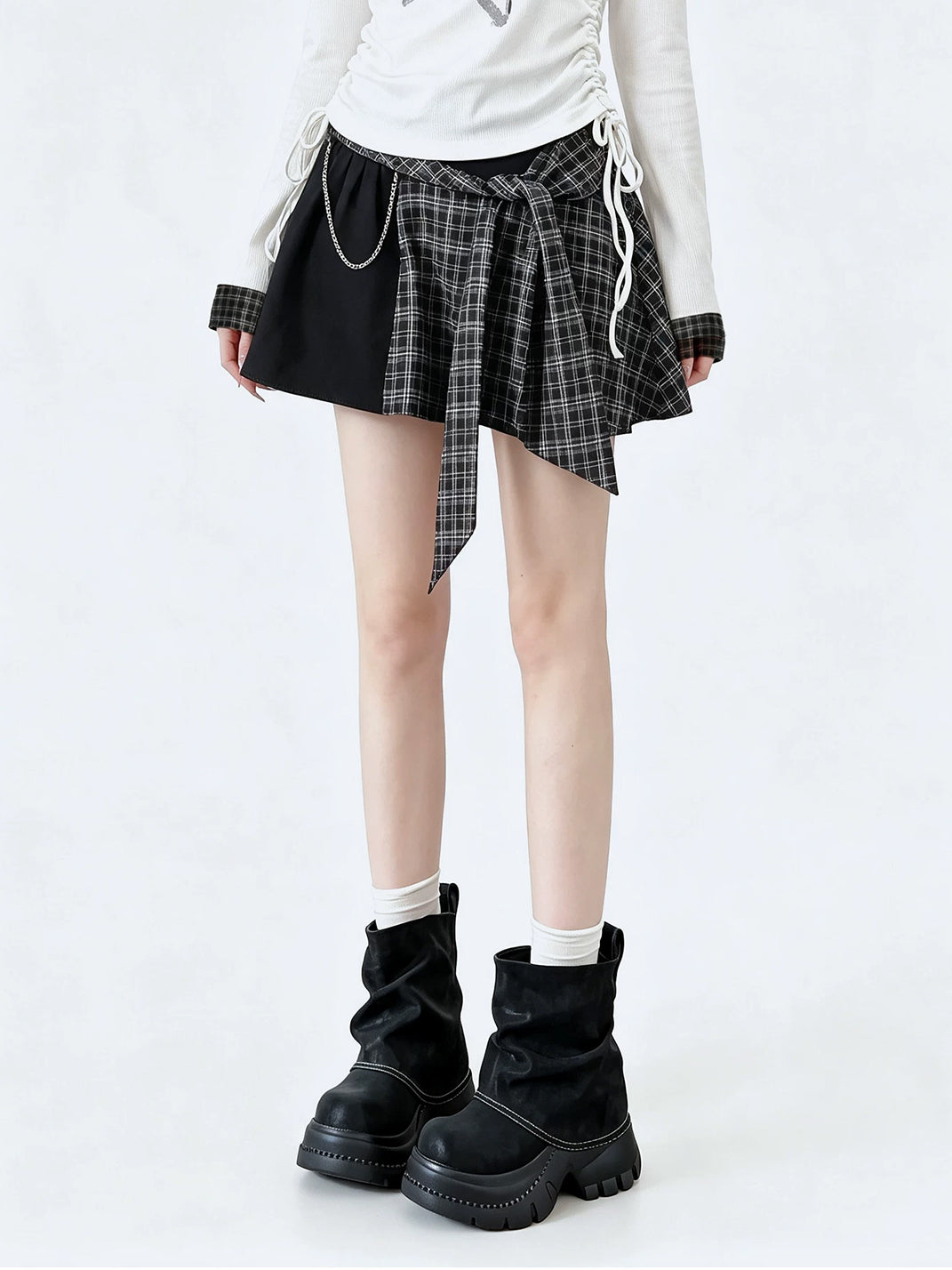 Skull-Chain Slouchy Suede Platform Boots - product view 3