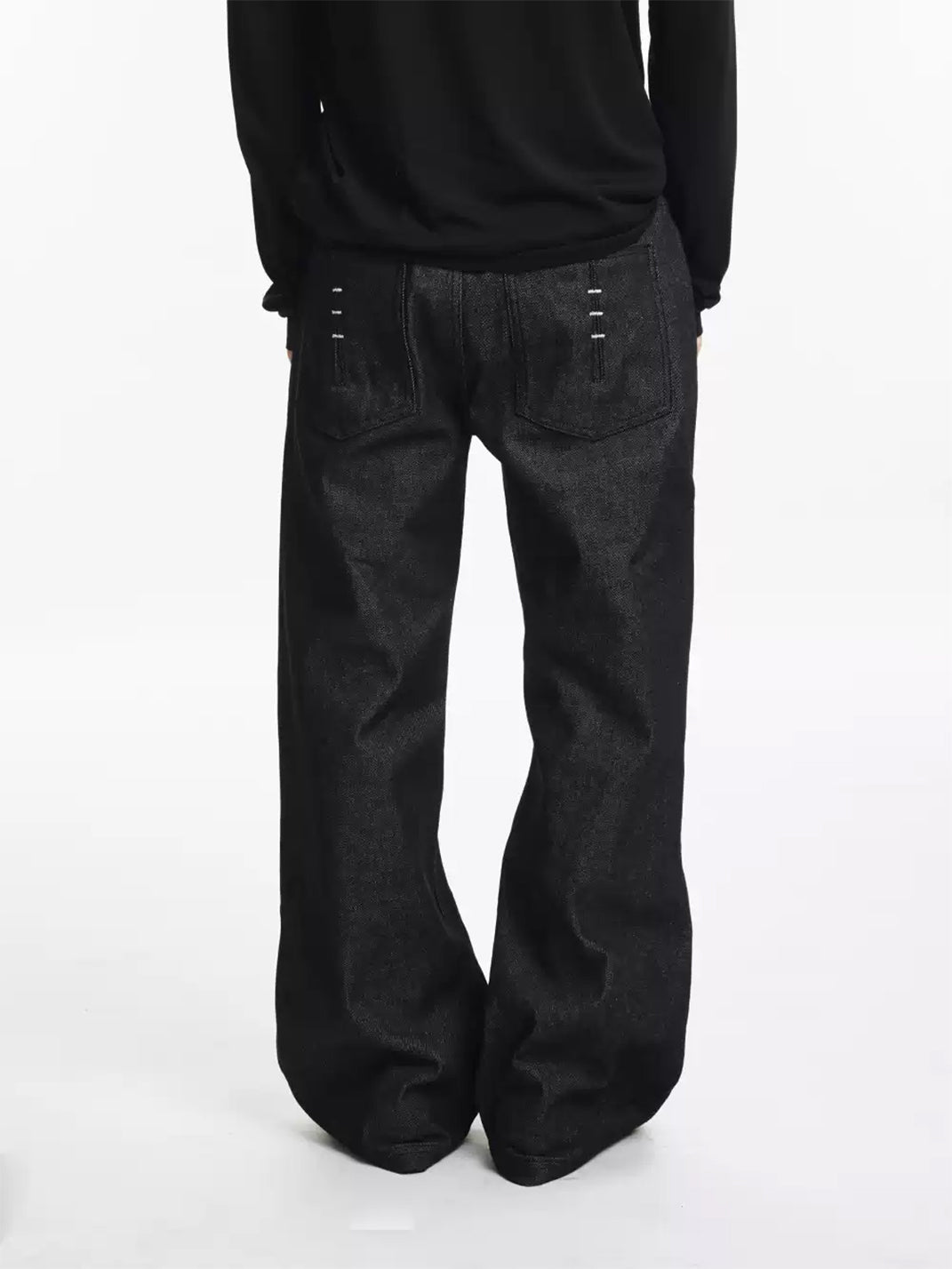 Diagonal Panel Contrast Stitch Wide Leg Jeans - view 6