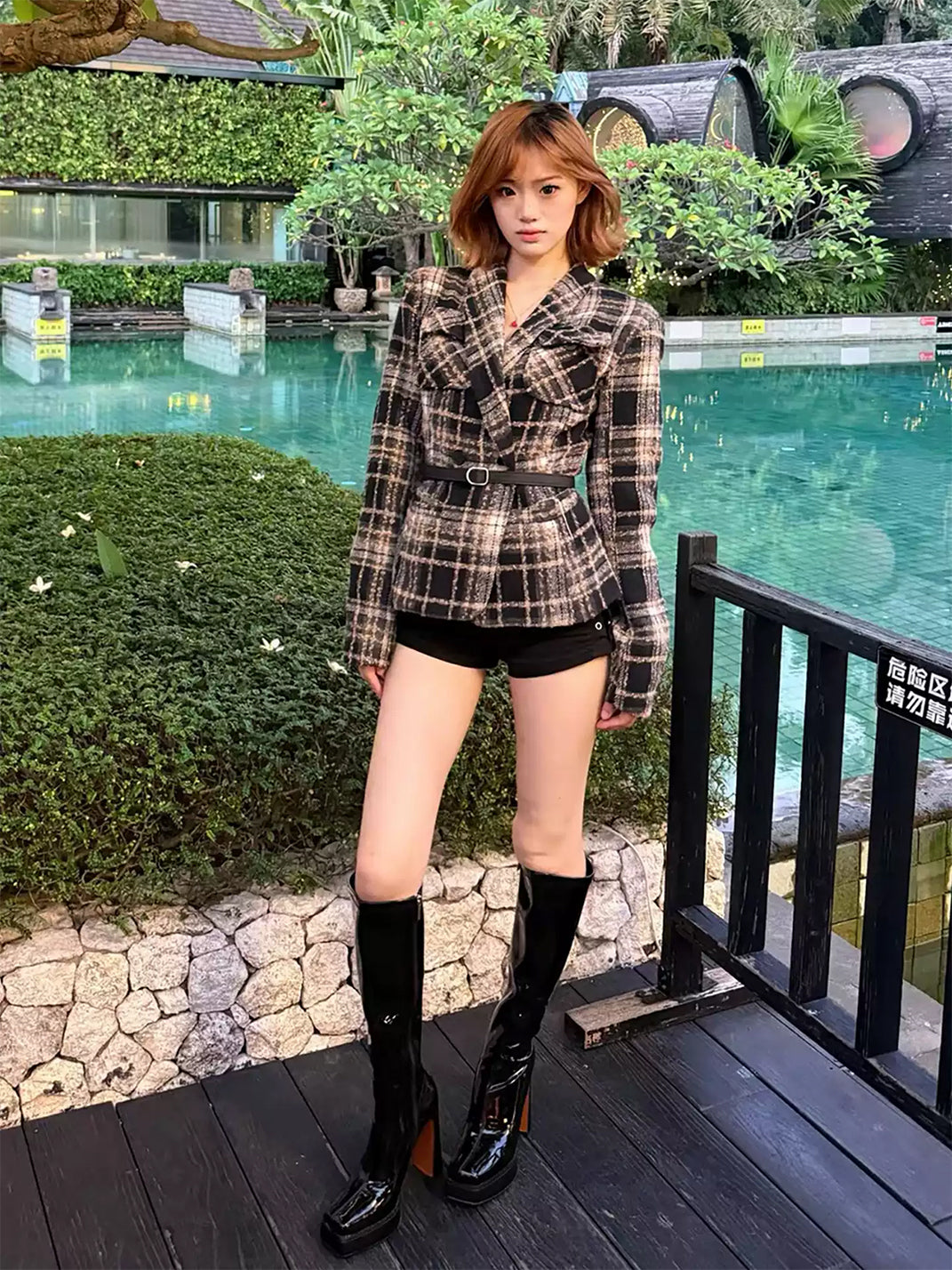 Glossy Square-Toe Platform Knee-High Boots - product view 5