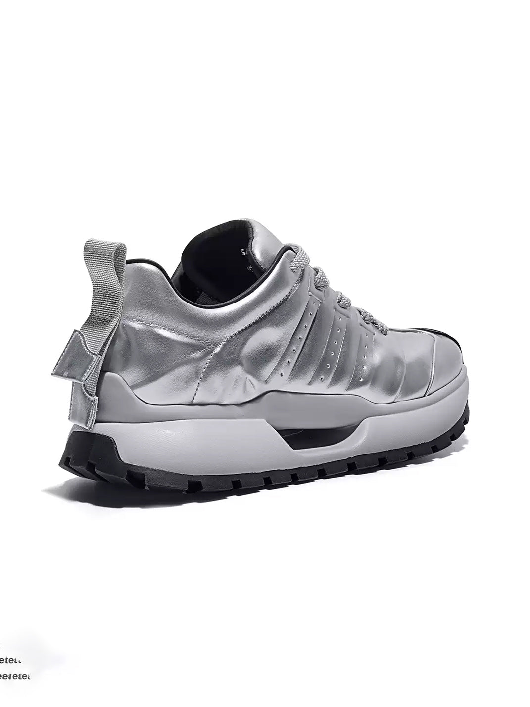 Silver Striped Leather Low-Top Sneakers - product view 4