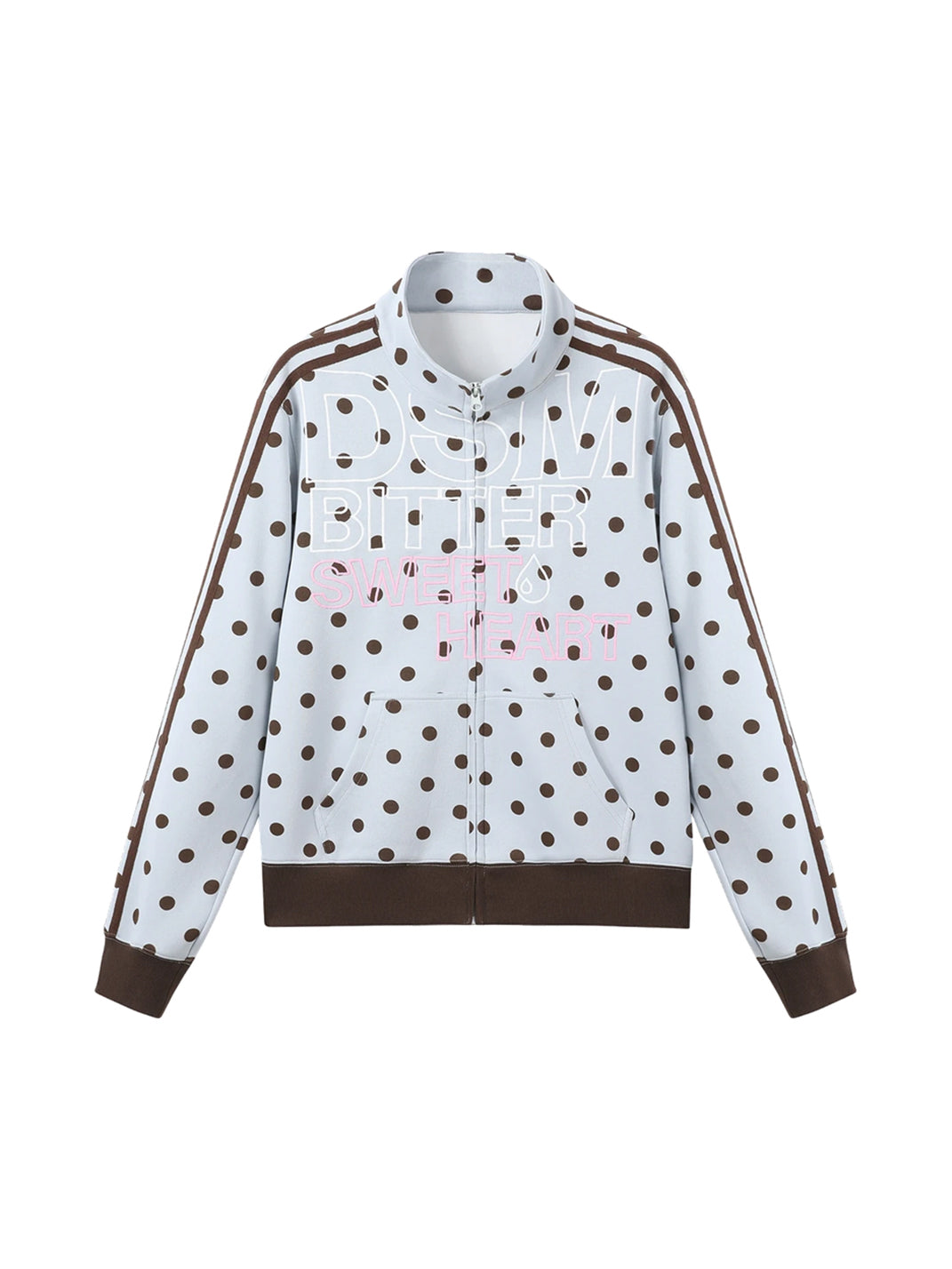 Polka Dot Stripe Sleeve Zip Jacket - product view 1