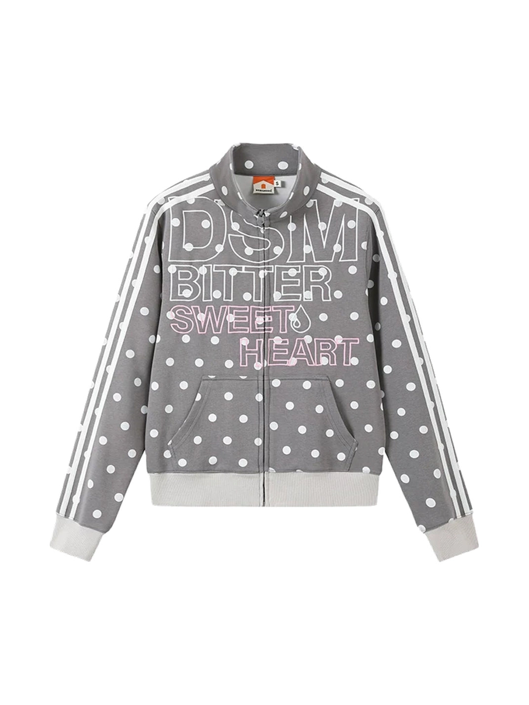 Polka Dot Stripe Sleeve Zip Jacket - product view 9