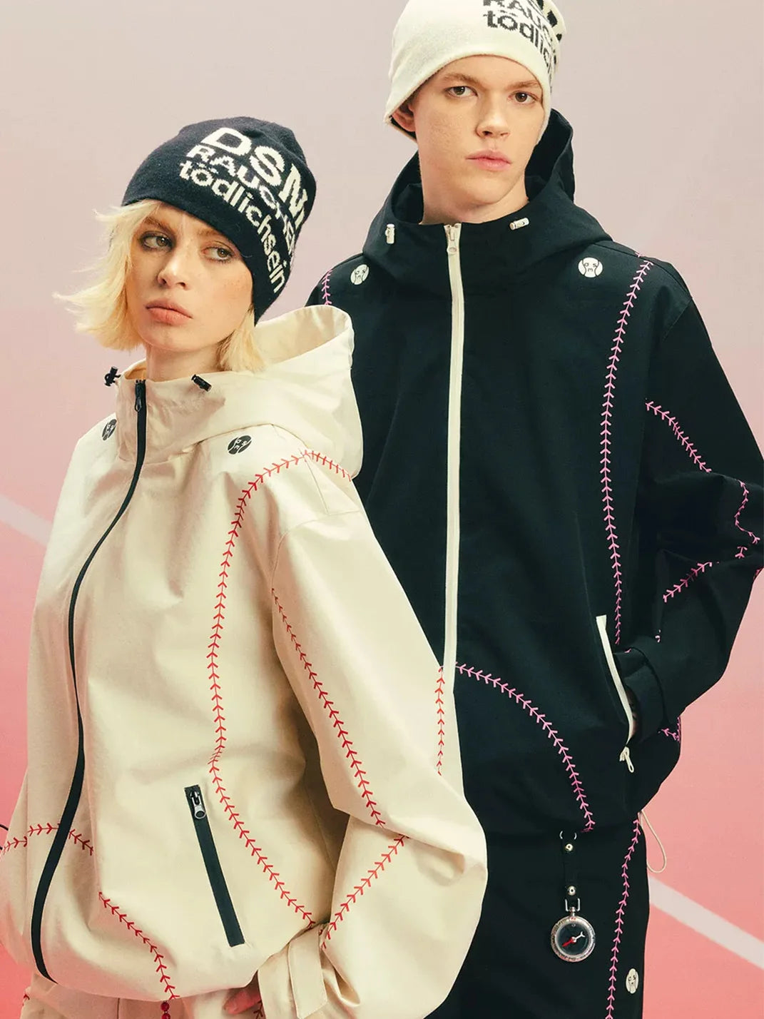 Contrast Stitch Angled Zip Hooded Jacket - product view 6