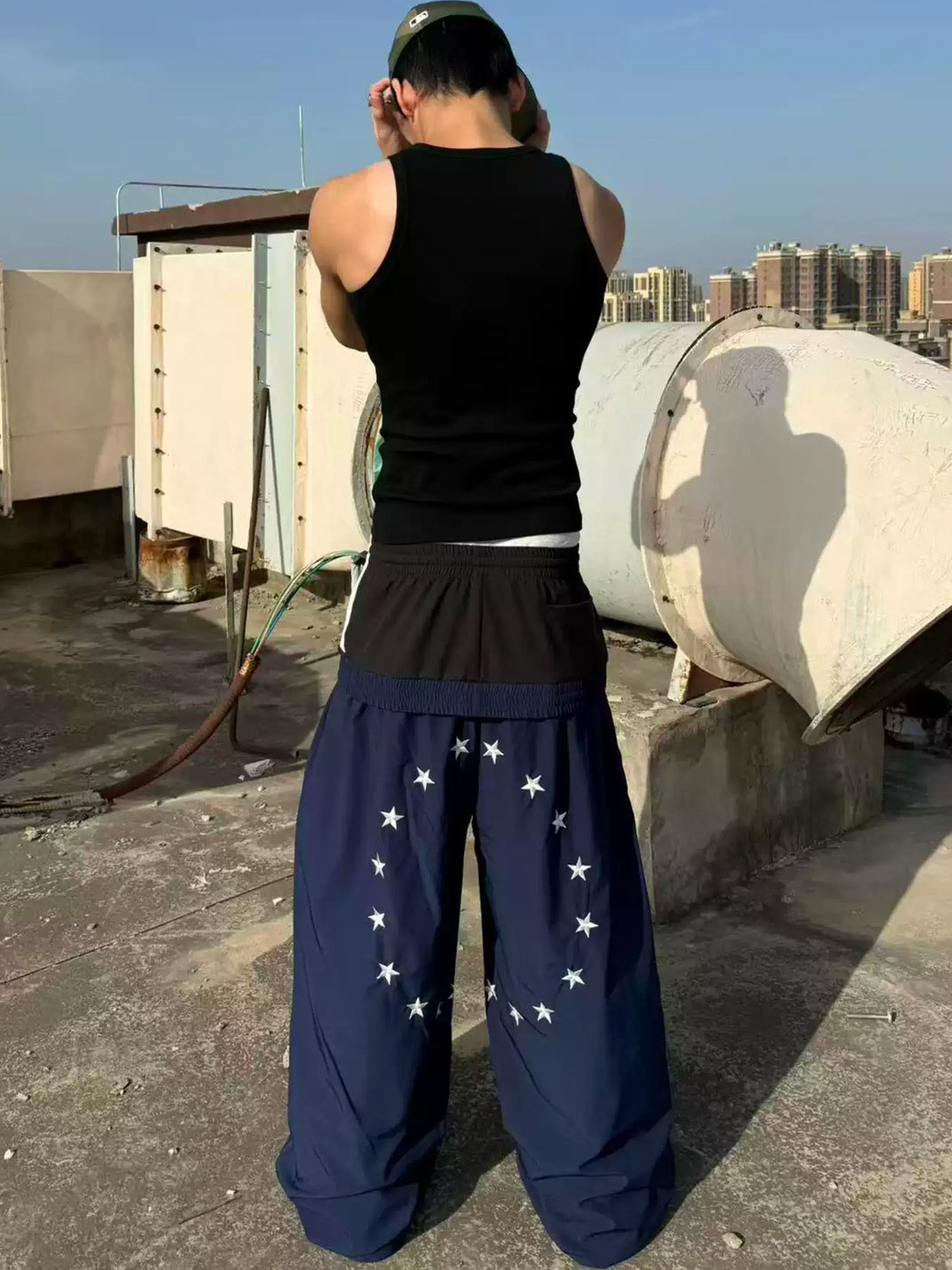 Navy Star Circle Double Waist Sweatpants - product view 2