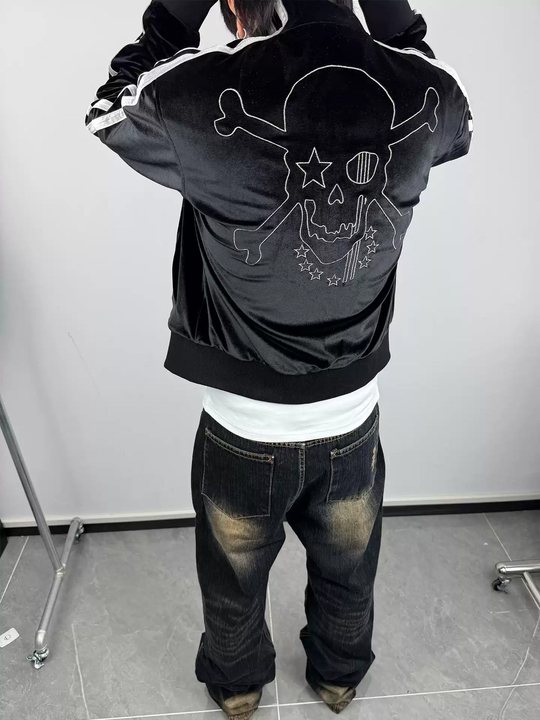 Star Skull Velvet Racing Zip Jacket - product view 5
