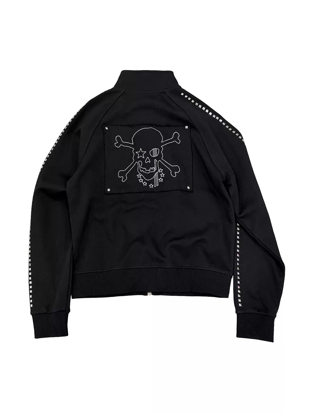 Silver Skull Studded Cotton Track Jacket - product view 2