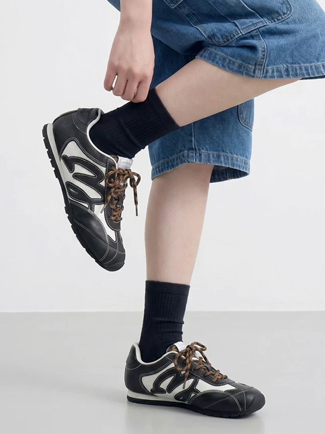 Sweeping Panel Low Profile Lace Up Sneakers - product view 2