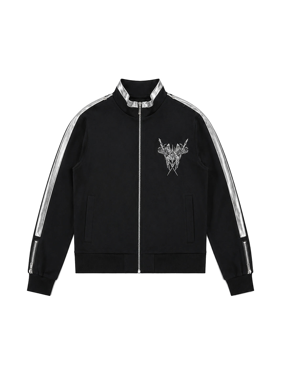 Silver Stripe Wing Embroidered Stand Collar Jacket - product view 1