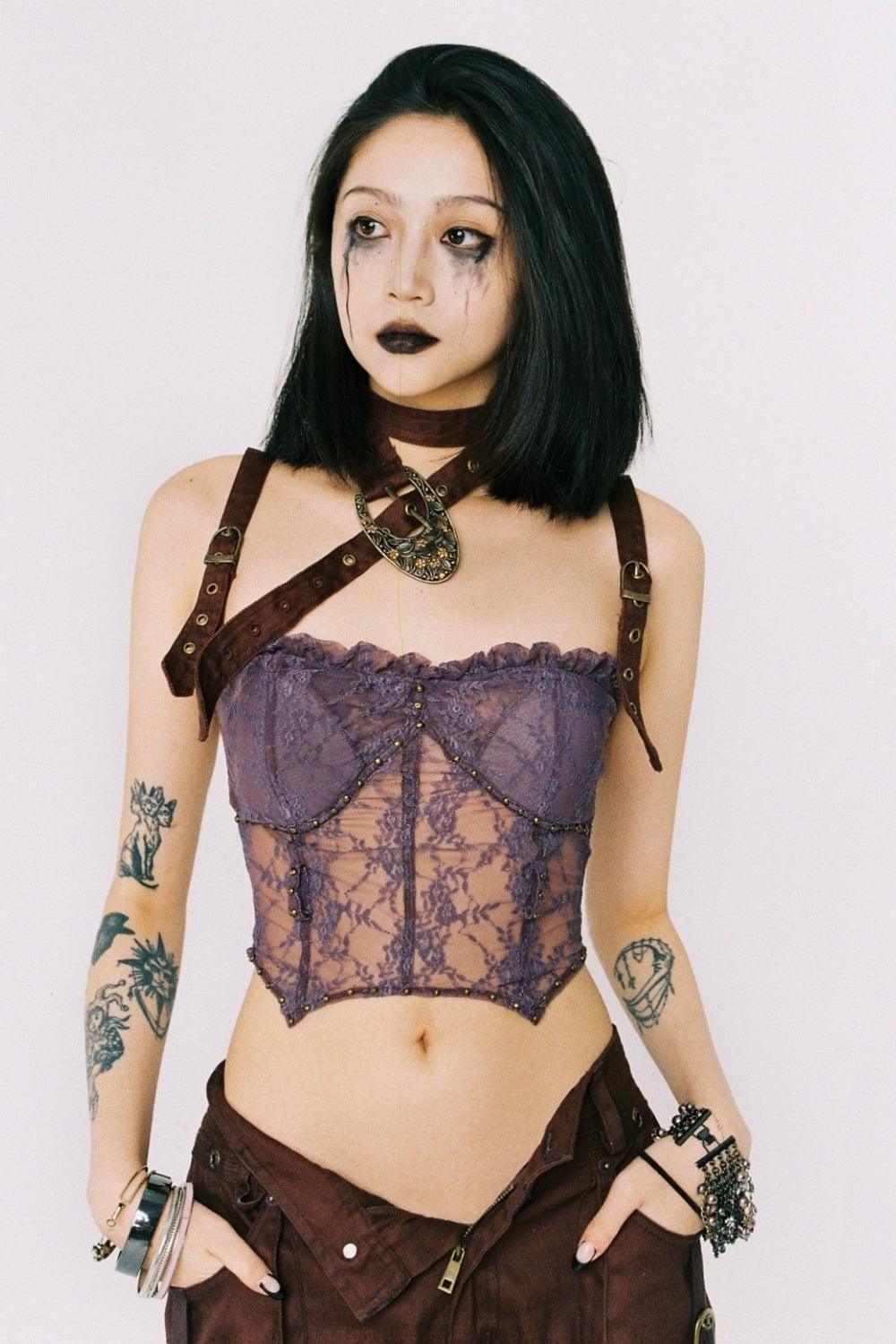 Purple Lace Steampunk Corset Top