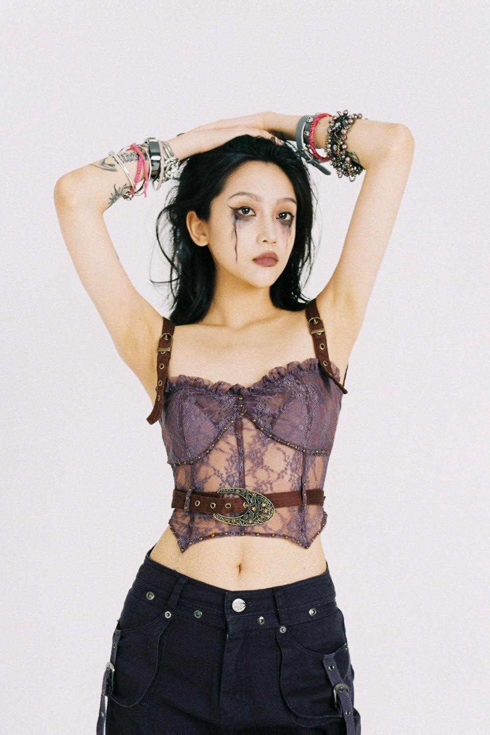 Purple Lace Steampunk Corset Top