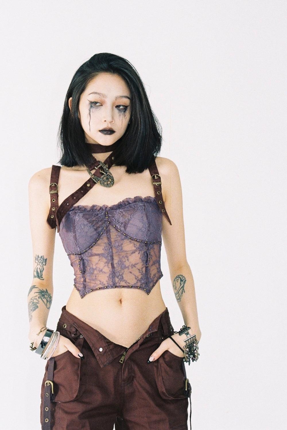 Purple Lace Steampunk Corset Top