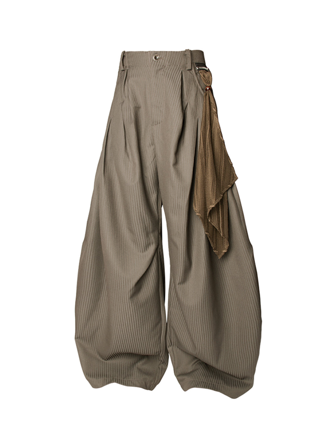 Pinstripe Scarf-Panel Wide-Leg Trousers