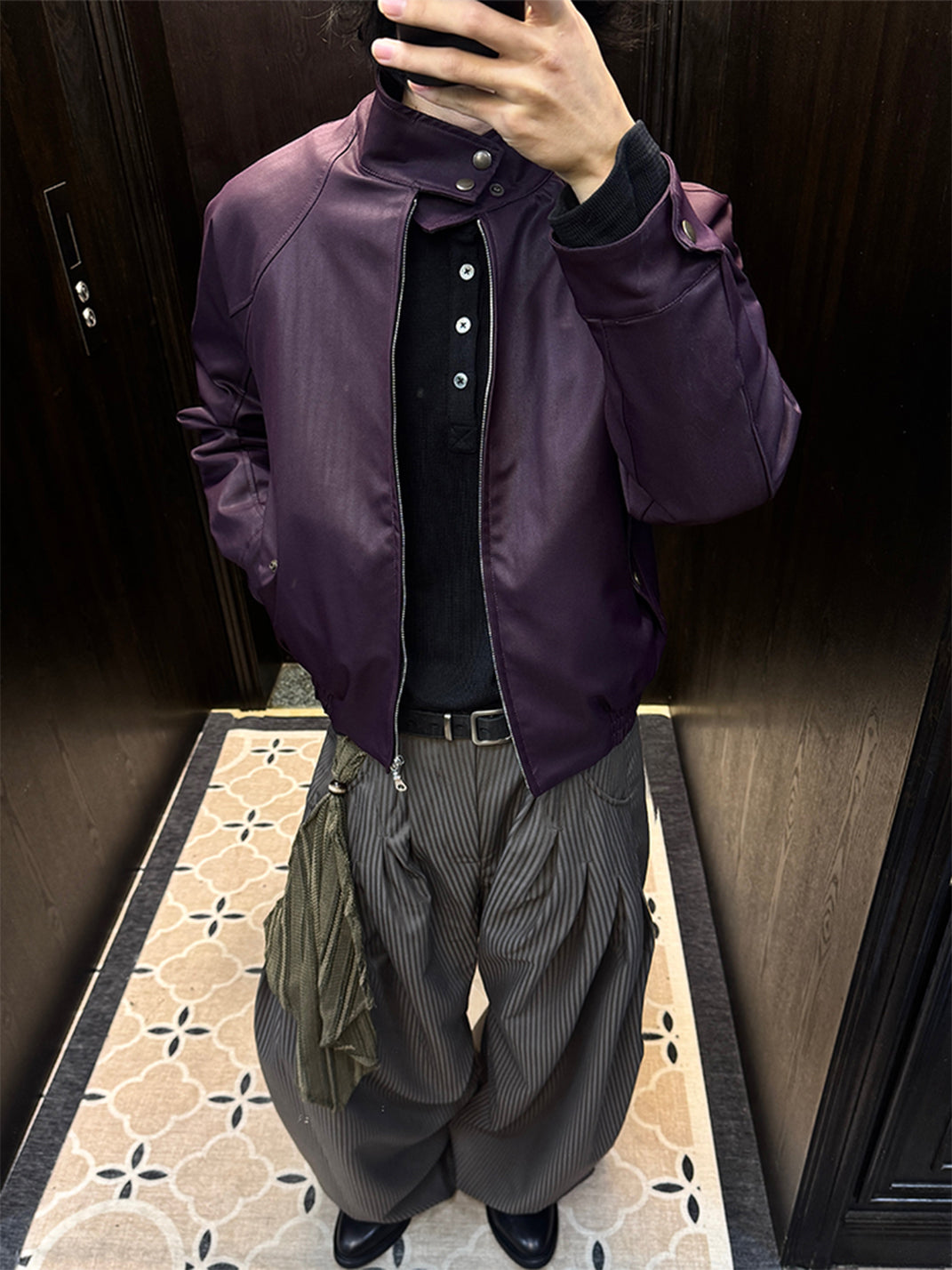 Pinstripe Scarf-Panel Wide-Leg Trousers - View 5