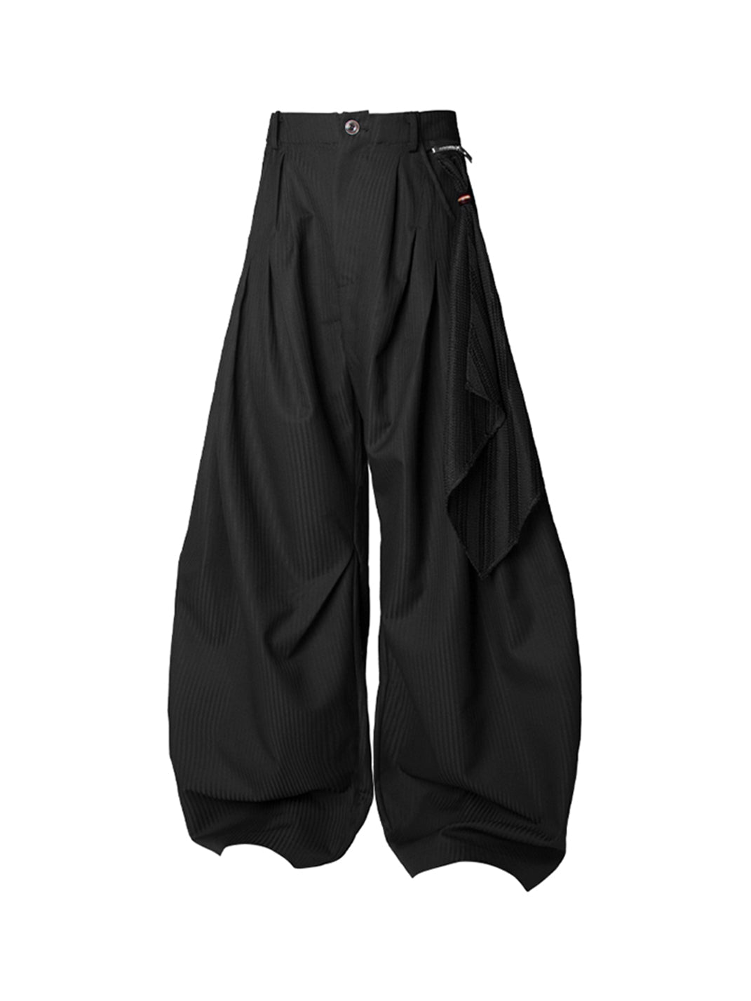 Pinstripe Scarf-Panel Wide-Leg Trousers - View 11