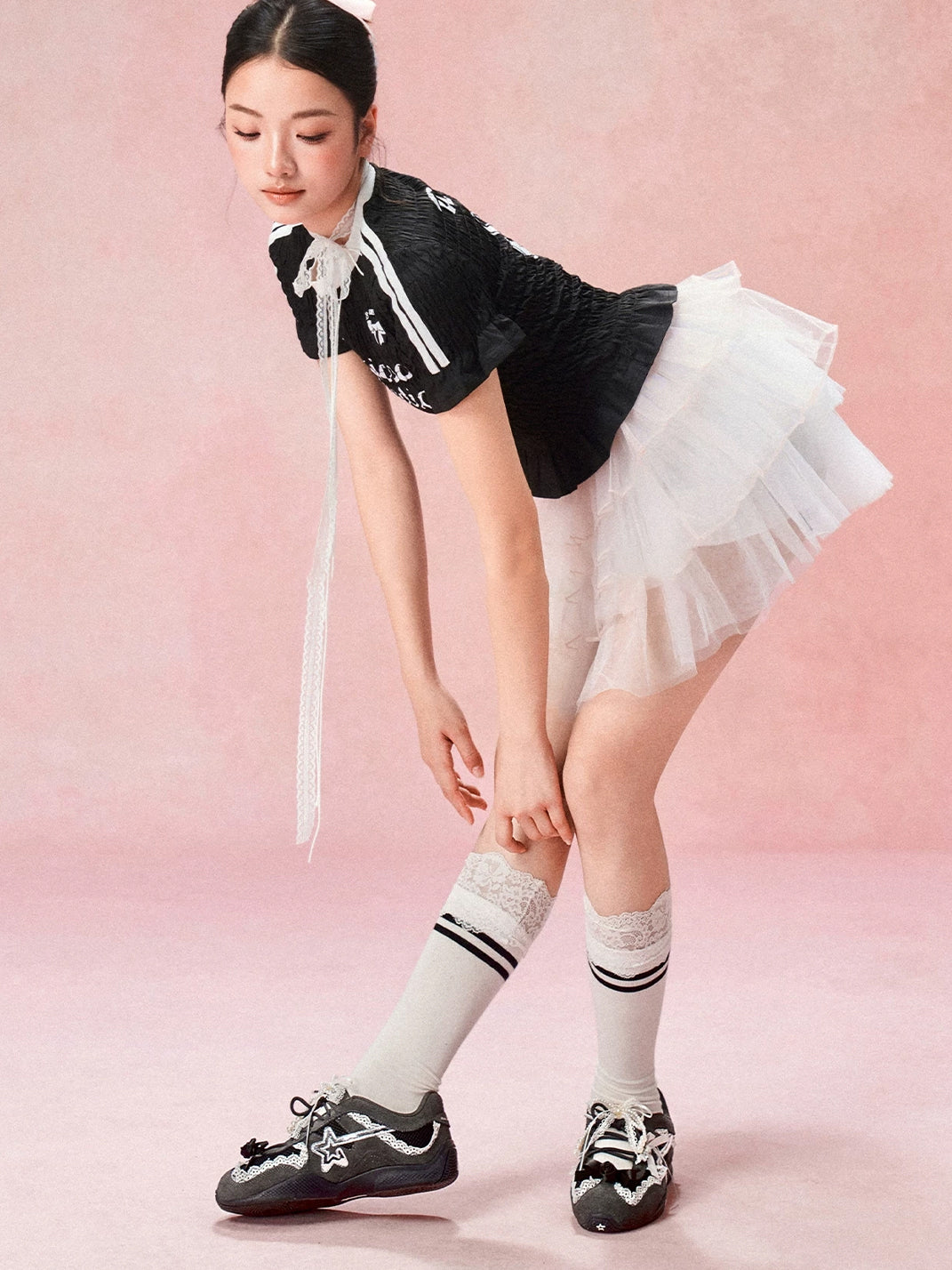 Pearl-Lace Ballet Runner Sneakers - View 11
