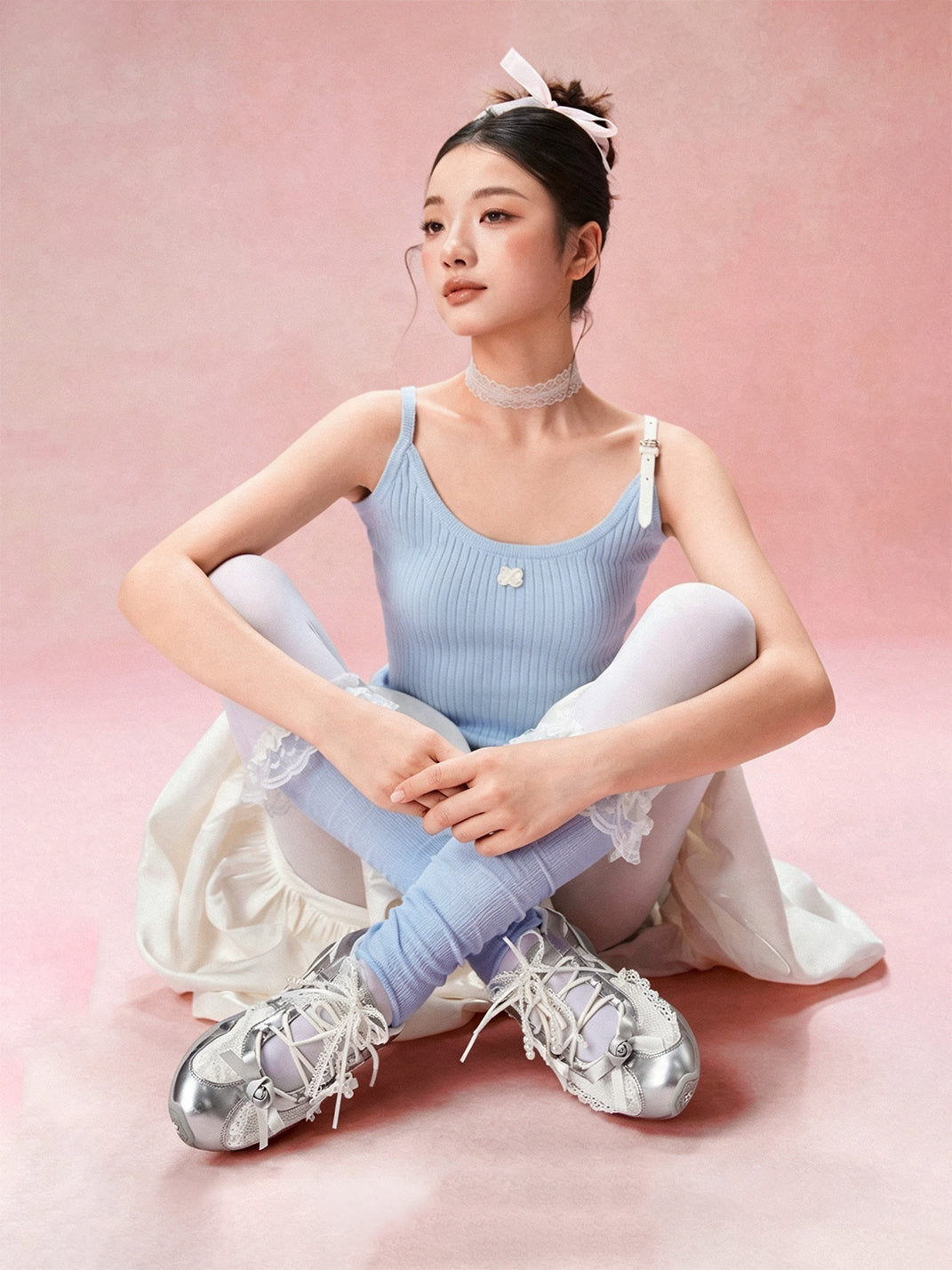 Galaxy-Silver Ballet Mary Jane Sneakers - View 3
