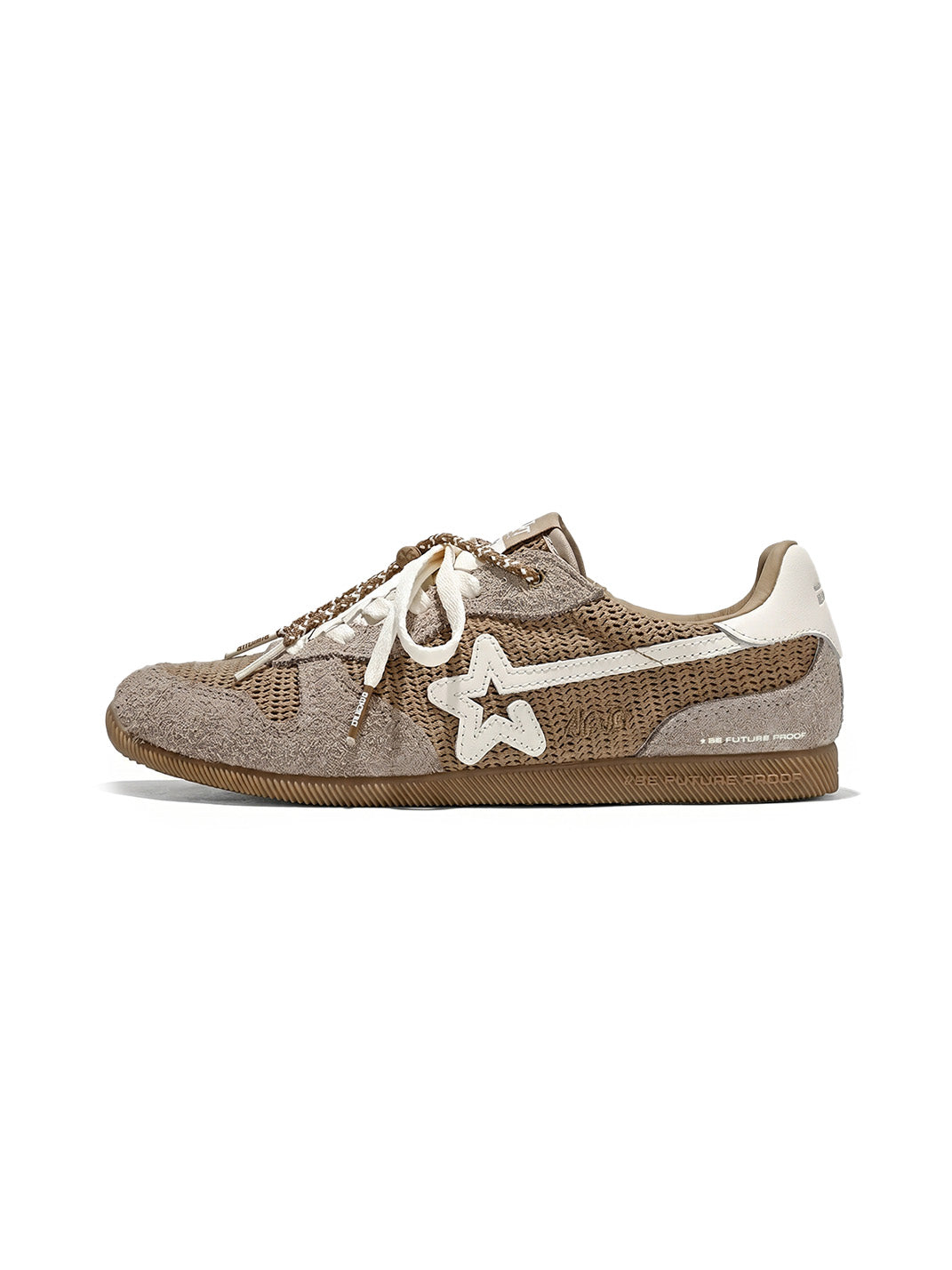 Khaki Mesh Star German Trainer Sneakers