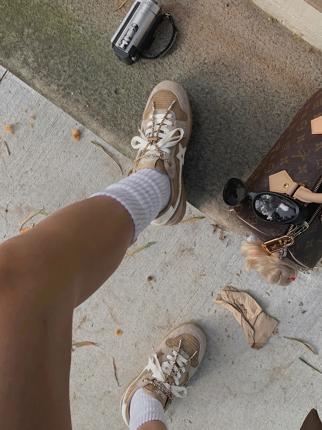 Khaki Mesh Star German Trainer Sneakers - View 3