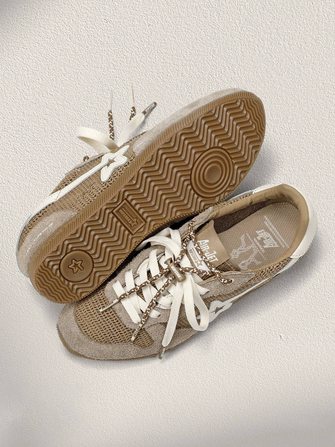 Khaki Mesh Star German Trainer Sneakers - View 7