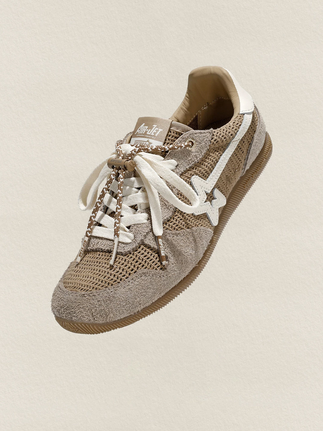 Khaki Mesh Star German Trainer Sneakers - View 10