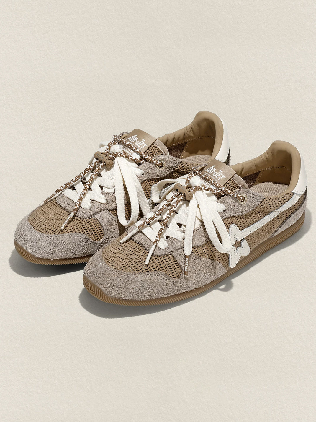 Khaki Mesh Star German Trainer Sneakers - View 11