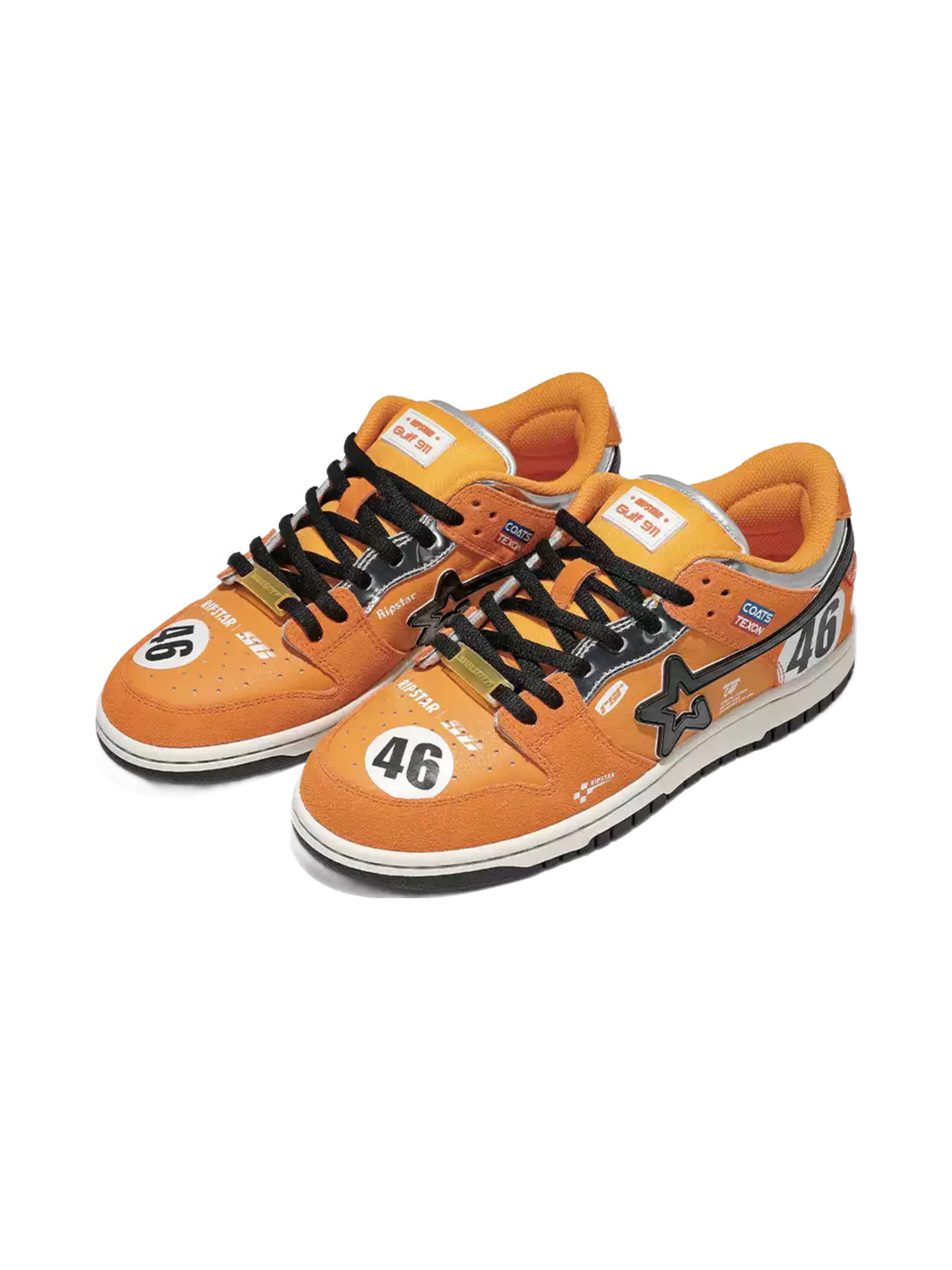 Orange Star-Panel Racing Skate Sneakers - View 2